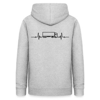 LKW Truck Herzschlag Trucker Fernfahrer Spedition - Frauen Hoodie - Hellgrau meliert - Hinten - AI Model Female 172 light (172cm)