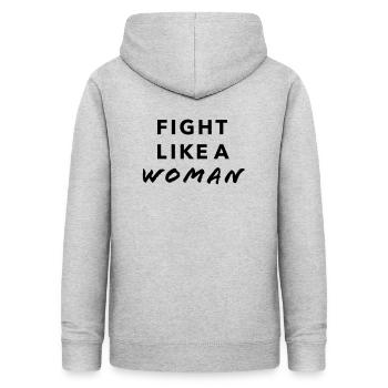 Fight like a woman - Frauen Hoodie - Hellgrau meliert - Hinten - AI Model Female 172 light (172cm)
