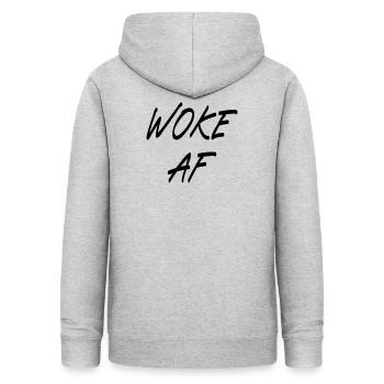 Woke AF - Frauen Hoodie - Hellgrau meliert - Hinten - AI Model Female 172 light (172cm)