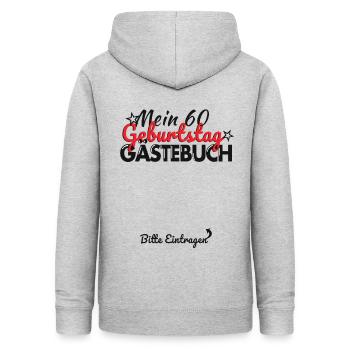 60. Geburtstag Party Gästebuch 60 Jahre - Frauen Hoodie - Hellgrau meliert - Hinten - AI Model Female 172 light (172cm)