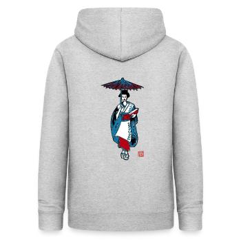 Geisha - Frauen Hoodie - Hellgrau meliert - Hinten - AI Model Female 172 light (172cm)