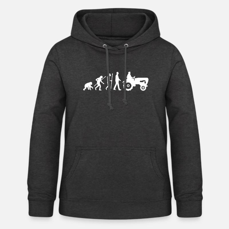 Evolution Traktor Bauer Geschenk Idee - Frauen Hoodie - Anthrazit