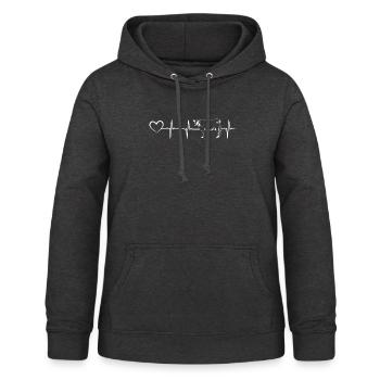 Vache laitière Heartline Cow Farmer Vache laitière Battement de cœur - Sweat à capuche Femme - charbon - Devant - AI Model Female 172 light (172cm)