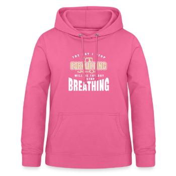 Le jour où j’arrête le chariot élévateur à fourche Des designs amusants présentent - Sweat à capuche Femme - rose - Devant - AI Model Female 172 light (172cm)