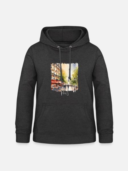 Pariser Aquarell, ich liebe Paris - Frauen Hoodie - Anthrazit