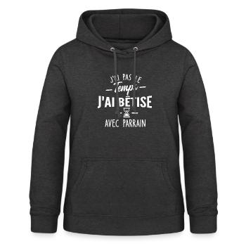 pas le temps j ai bêtise avec parrain - Sweat à capuche Femme - charbon - Devant - AI Model Female 172 light (172cm)