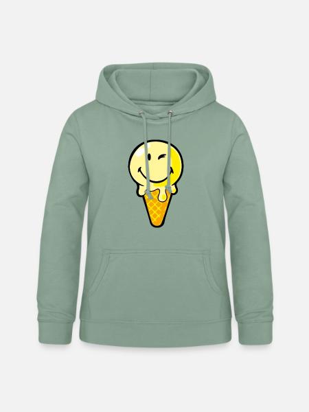 Smiley Ice Cream - Frauen Hoodie - Graugrün