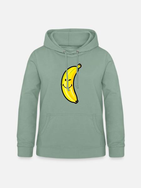 Smiley Banana - Frauen Hoodie - Graugrün