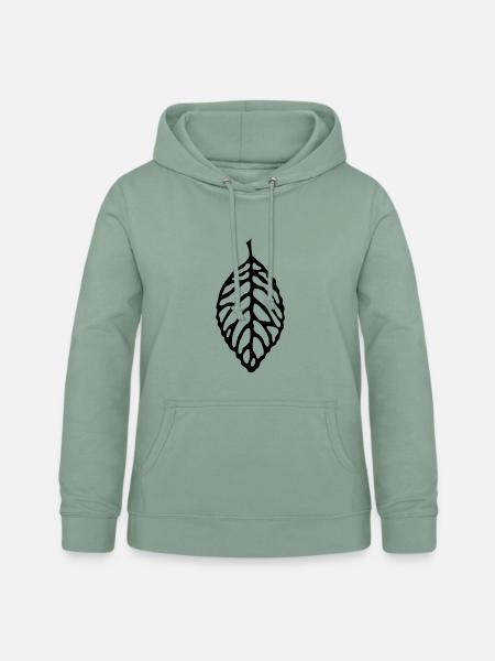 Schwarzes Blatt des Waldes - Frauen Hoodie - Graugrün