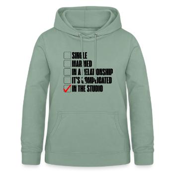 Single, Married, In A Relationship, In The Studio - Women's Hoodie - steel green - Front - AI Model Female 172 light (172cm)