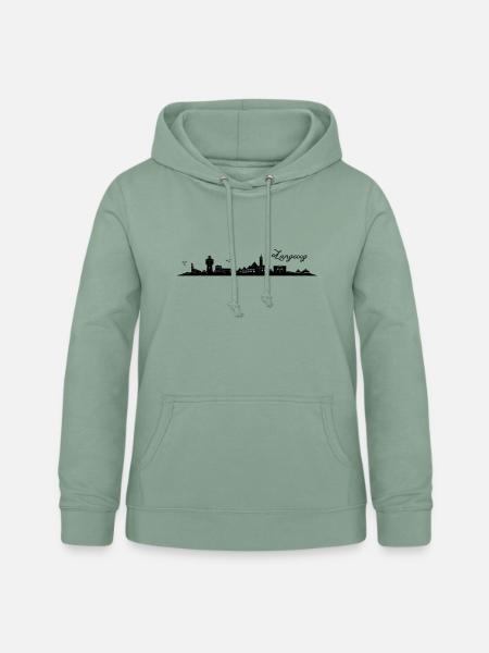 Langeooger Skyline - Frauen Hoodie - Graugrün