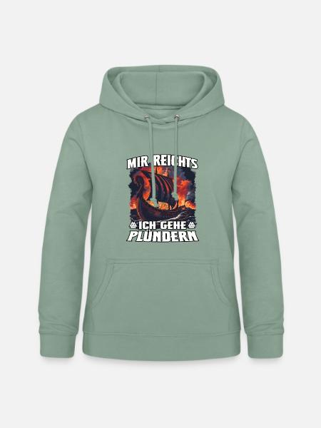 Vikingerschiff Plünder-Motiv - Frauen Hoodie - Graugrün