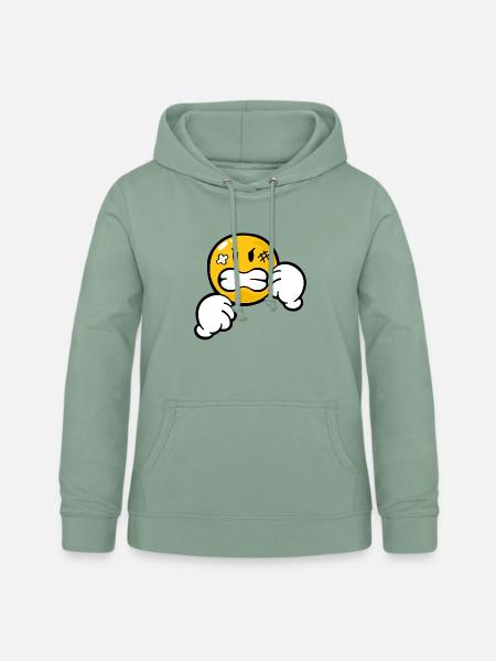 Smiley Anger Aggression - Frauen Hoodie - Graugrün