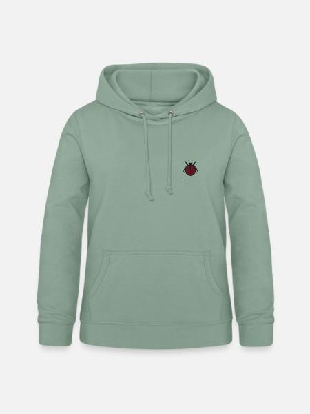 Marienkäfer bestickt - Frauen Hoodie - Graugrün