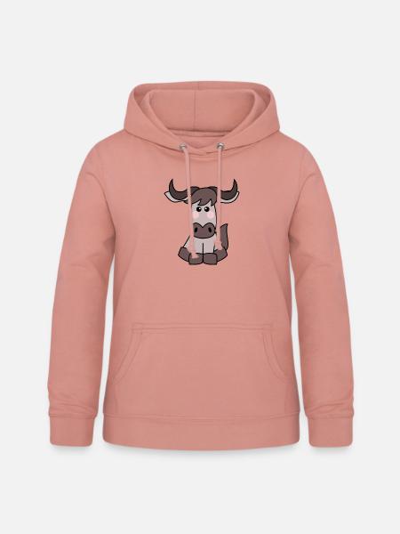 Kawaii Gnu / Wildebeest - Frauen Hoodie - Altrosa