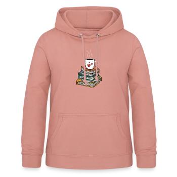 Womens Cup of Tea Book Lovers - Women's Hoodie - dusky rose - Front - AI Model Female 172 light (172cm)