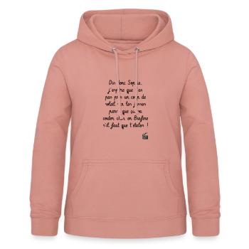 Camping : réplique culte ! Humour - Drôle - Sweat à capuche Femme - rose poudré - Devant - AI Model Female 172 light (172cm)