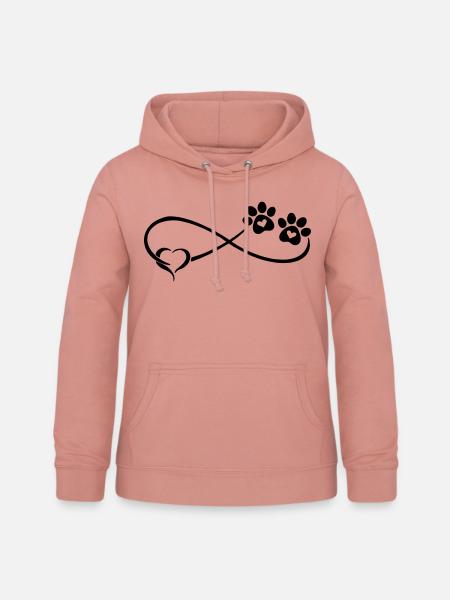 Hundepfote mit Herz - Frauen Hoodie - Altrosa