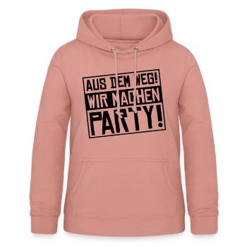 aus dem weg wir machen party - Frauen Hoodie - Altrosa - Vorne - AI Model Female 172 light (172cm)