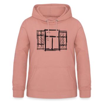 Old Window with Shutters Hinged Shutters Drawing - Women's Hoodie - dusky rose - Front - AI Model Female 172 light (172cm)