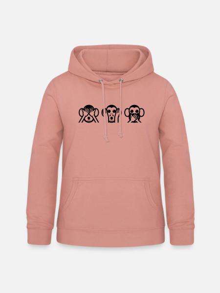 3 Wise singe - Sweat à capuche Femme - rose poudré