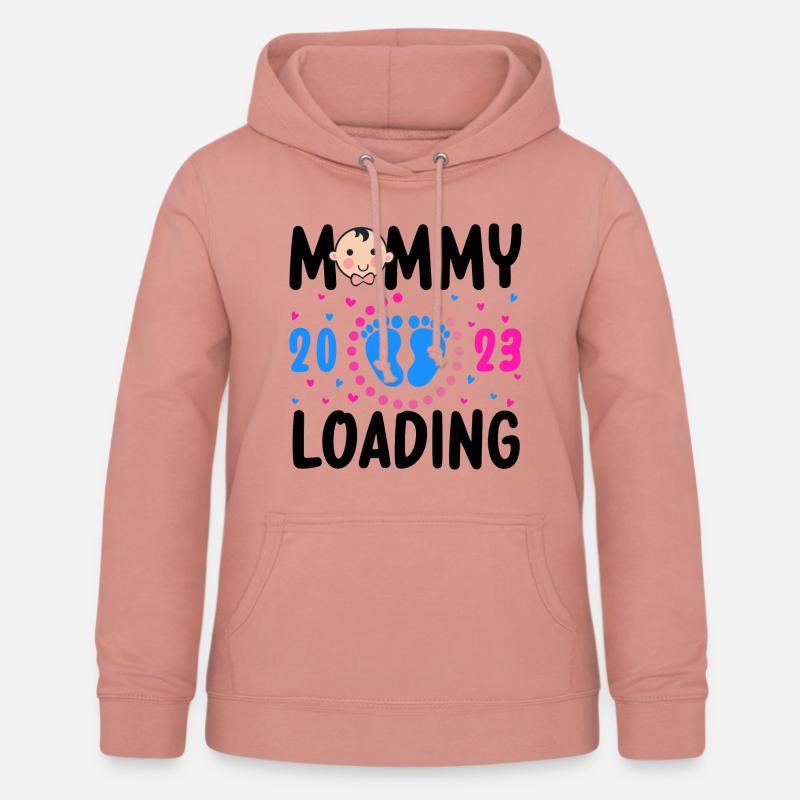 Mama loading 2023, werdende Mutter 2023 - Frauen Hoodie - Altrosa