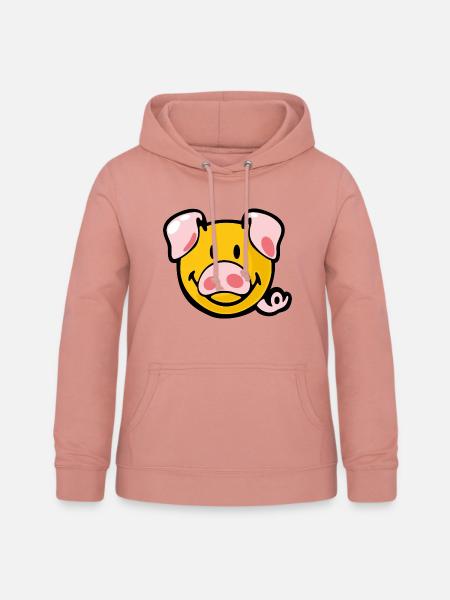 Smiley Pig - Frauen Hoodie - Altrosa