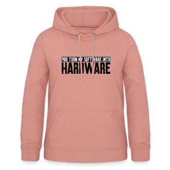 Vous transformez mon logiciel en matériel 10 - Sweat à capuche Femme - rose poudré - Devant - AI Model Female 172 light (172cm)