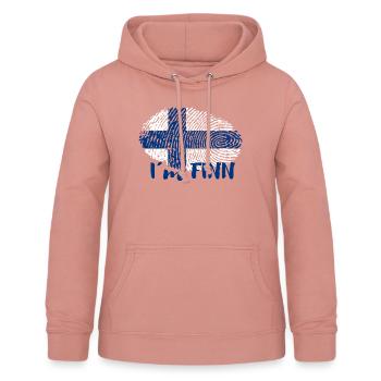 Je suis FINN - je suis finlandais - Sweat à capuche Femme - rose poudré - Devant - AI Model Female 172 light (172cm)