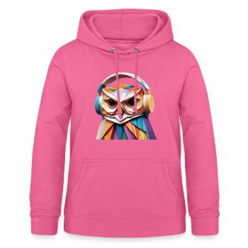 Hibou cool avec des écouteurs - Sweat à capuche Femme - rose - Devant - AI Model Female 172 light (172cm)
