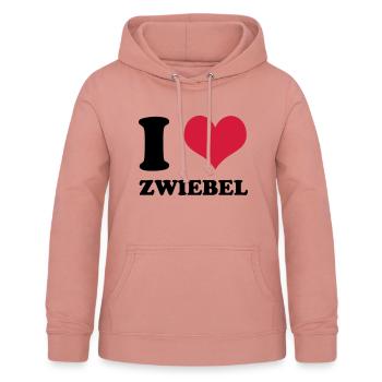 I Love Zwiebel - Frauen Hoodie - Altrosa - Vorne - AI Model Female 172 light (172cm)