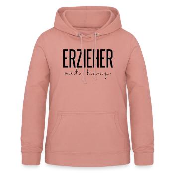 Erzieher mit Herz Erzieherin mit Herz Geschenk Fun - Frauen Hoodie - Altrosa - Vorne - AI Model Female 172 light (172cm)