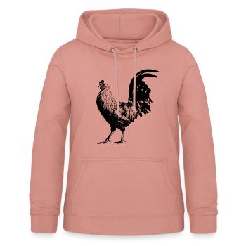 Coq / Gockel / Poulet - Sweat à capuche Femme - rose poudré - Devant - AI Model Female 172 light (172cm)