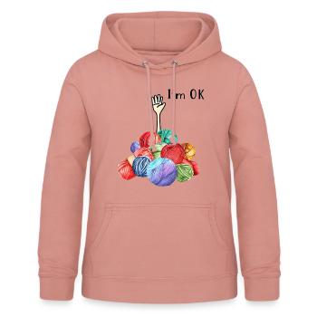 ich bin ok Wollknäuel Handarbeit - Frauen Hoodie - Altrosa - Vorne - AI Model Female 172 light (172cm)