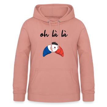Frankreich Croissant Oh la la Geschenkidee - Frauen Hoodie - Altrosa - Vorne - AI Model Female 172 light (172cm)