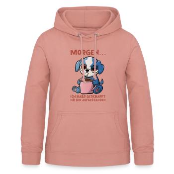 Chien du matin - Sweat à capuche Femme - rose poudré - Devant - AI Model Female 172 light (172cm)