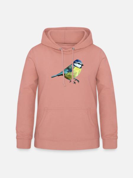 Blaumeise in Polygon-Technik - Zattila Design - Frauen Hoodie - Altrosa