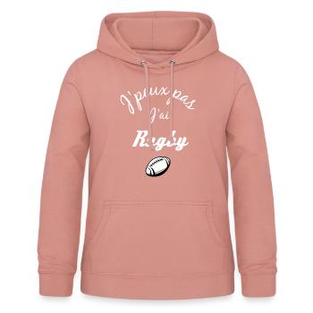J peux pas j ai rugby - Sweat à capuche Femme - rose poudré - Devant - AI Model Female 172 light (172cm)