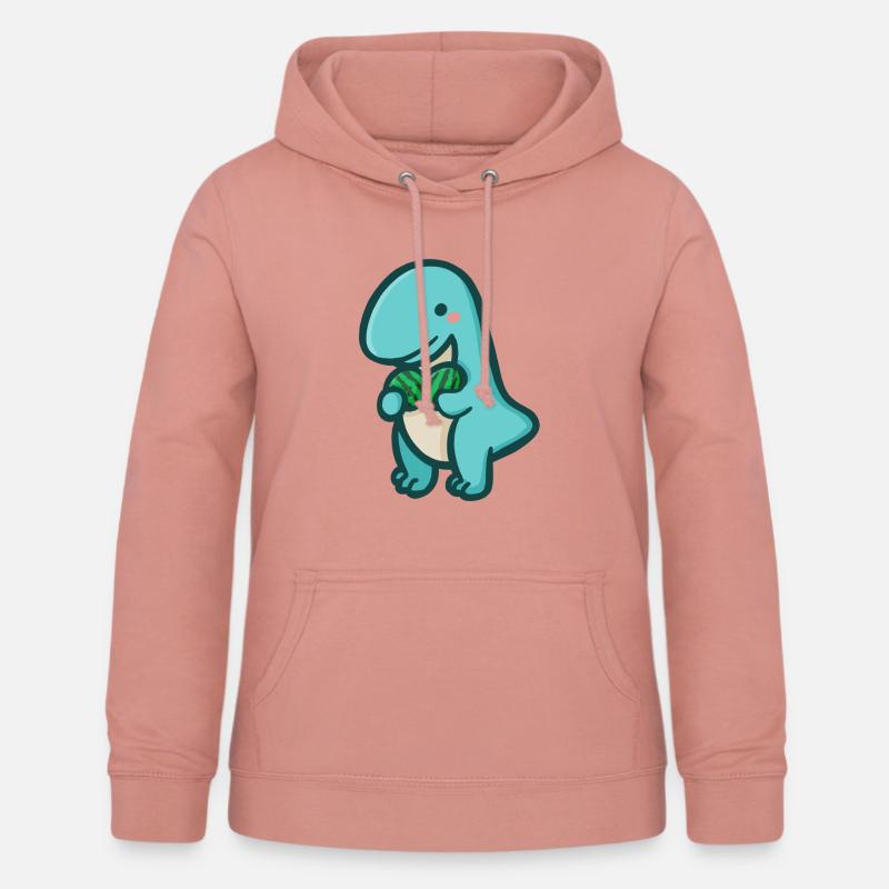 hugadino T-Rex à la pastèque, mignon dinosaure - Sweat à capuche Femme - rose poudré