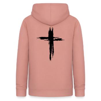 cross - Women's Hoodie - dusky rose - Back - AI Model Female 172 light (172cm)