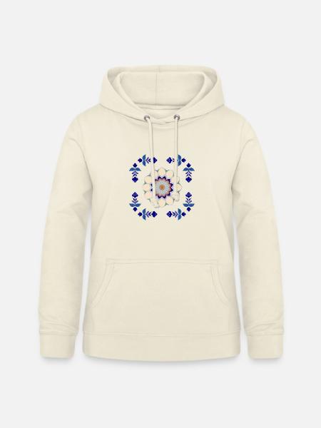Retro Blüten Fliese - Frauen Hoodie - Vanille-Milchshake