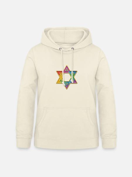 Davidstern | Regenbogen Glitzer Davidstern - Frauen Hoodie - Vanille-Milchshake