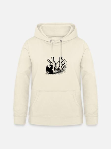 Dynamischer Bowlingkugel Wurf auf Pins - Frauen Hoodie - Vanille-Milchshake