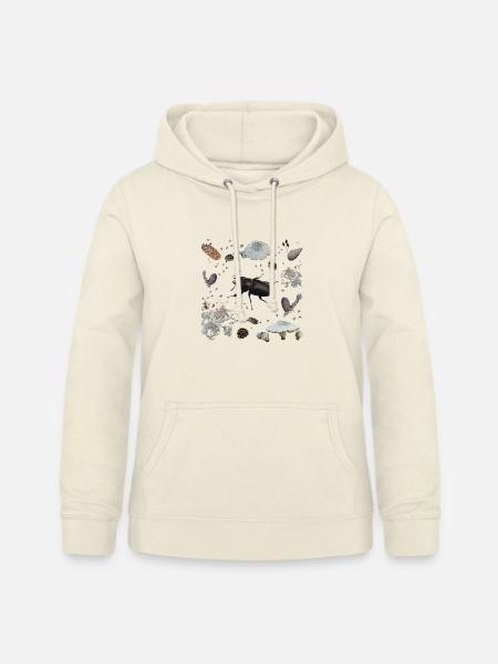 Hirschkäfer mit Tannenzapfen und Pilzen - Frauen Hoodie - Vanille-Milchshake
