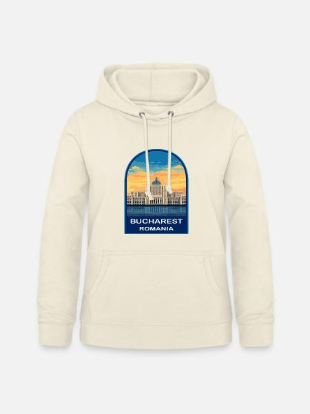 Bukarest Rumäniens Parlament Retro Sonnenuntergangsabzeichen - Frauen Hoodie - Vanille-Milchshake