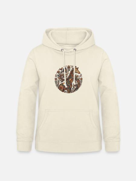 Ornament-Giraffe mit Blütenmuster - Frauen Hoodie - Vanille-Milchshake