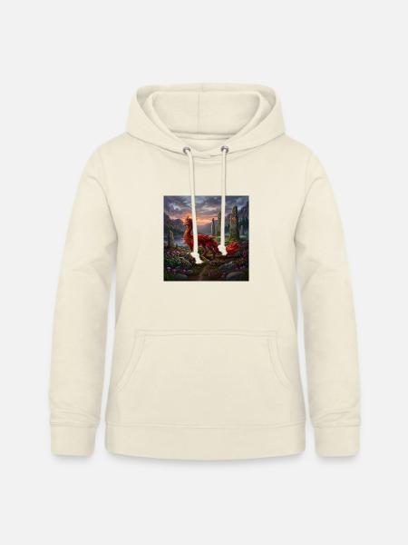 Roter Drache auf Mystischen Feldern - Frauen Hoodie - Vanille-Milchshake