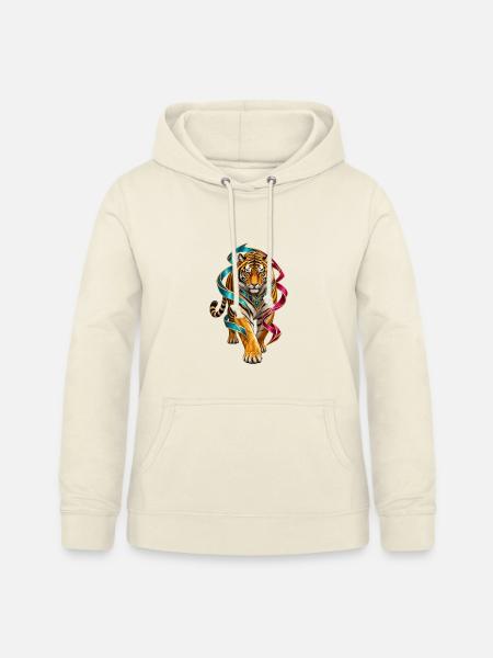 Tiger mit bunten Bändern Ornament - Frauen Hoodie - Vanille-Milchshake
