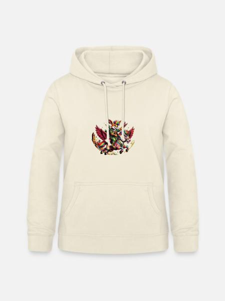 Punk Bunny-Waldelfe auf Regenbogen-Zebra-Einhorn - Frauen Hoodie - Vanille-Milchshake
