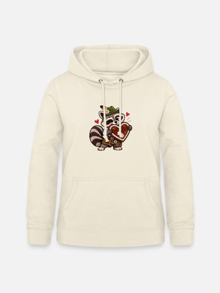 Waschbär in Tracht mit Lebkuchenherz - Frauen Hoodie - Vanille-Milchshake